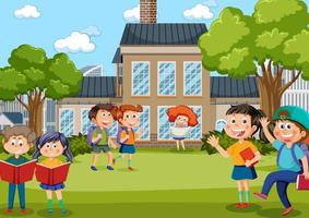 Happy children at school vector