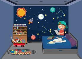 Kids learning online at home vector