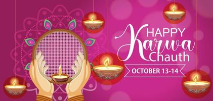 Happy Karwa Chauth poster design vector