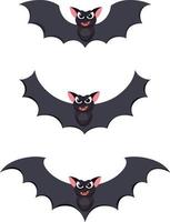 Set of bat cartoon flying vector