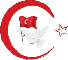 Flag of Turkey with crescent moon and star vector