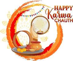 feliz diseño de banner de karva chauth vector