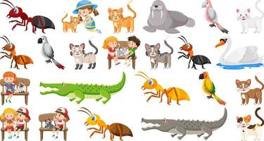 conjunto de varios animales salvajes en estilo de dibujos animados vector