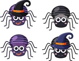 Different halloween spiders set vector