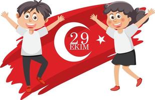 Republic Day of Turkey with cartoon character vector
