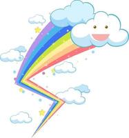 Colorful pastel rainbow with clouds vector