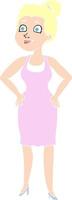 flat color illustration of woman wearing dress vector