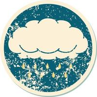 iconic distressed sticker tattoo style image of a cloud raining vector