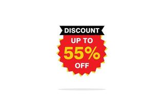 55 Percent discount offer, clearance, promotion banner layout with sticker style. vector