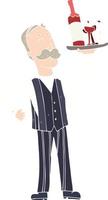 flat color illustration of waiter vector