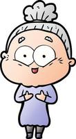 cartoon happy old woman vector