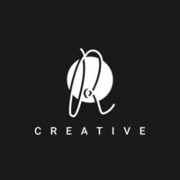 Monogram Letter R Logo Template With Handwritten Style, Minimalistic Logo Icon Symbol Vector Design in Black and White