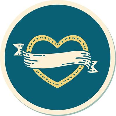 sticker of tattoo in traditional style of a heart and banner