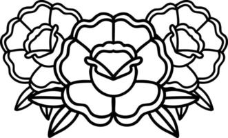 tattoo in black line style of a bouquet of flowers vector