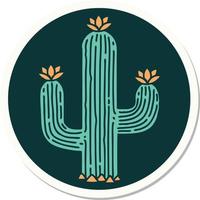 sticker of tattoo in traditional style of a cactus vector