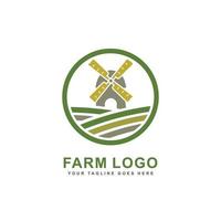 Farm logo. Windmill logo vector illustration