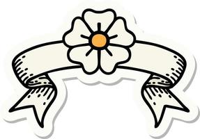 tattoo style sticker with banner of a flower vector