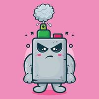 serious vape electronic cigarette character mascot with angry expression isolated cartoon in flat style design vector