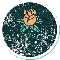 iconic distressed sticker tattoo style image of rose vector