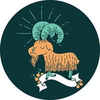 icon of a tattoo style happy goat vector