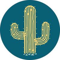 iconic tattoo style image of a cactus vector