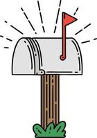 illustration of a traditional tattoo style closed mailbox vector