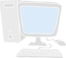 flat color illustration of desktop computer vector