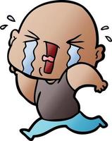 cartoon crying bald man vector