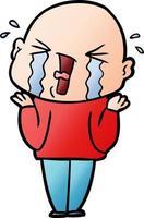 cartoon crying bald man vector