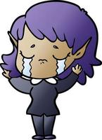 niña elfa llorando de dibujos animados vector