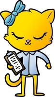 cute cartoon business cat with bow vector