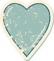 iconic distressed sticker tattoo style image of a heart vector