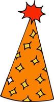 party hat with stars. hand drawn doodle style. , minimalism, trending color yellow, orange. festive funny vector