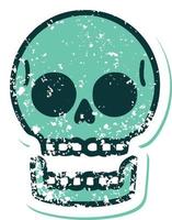 iconic distressed sticker tattoo style image of a skull vector