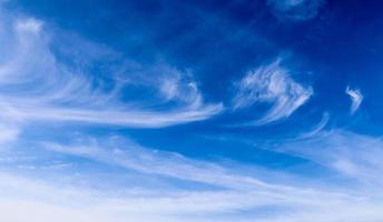 Stunning cirrus cloud formation panorama in a deep blue sky photo