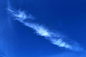 Stunning cirrus cloud formation panorama in a deep blue sky photo