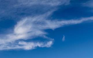 Stunning cirrus cloud formation panorama in a deep blue sky photo