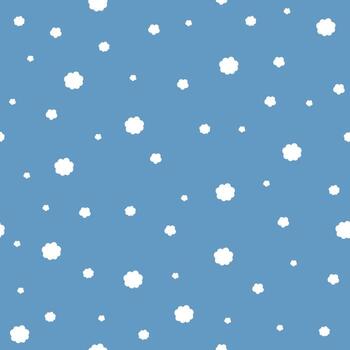 Seamless pattern of falling snow on a blue background. Vector graphics.