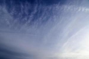 Stunning cirrus cloud formation panorama in a deep blue sky photo