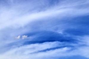 Stunning cirrus cloud formation panorama in a deep blue sky photo