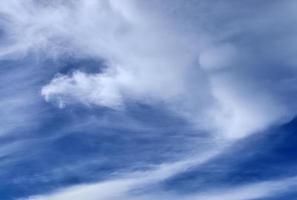 Stunning cirrus cloud formation panorama in a deep blue sky photo