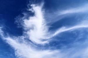 Stunning cirrus cloud formation panorama in a deep blue sky photo