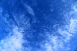 Stunning cirrus cloud formation panorama in a deep blue sky photo