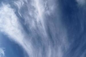 Stunning cirrus cloud formation panorama in a deep blue sky photo