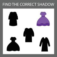 WebFind correct shadow with colorful clothes.  Kids educational game. vector