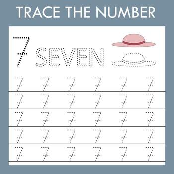 entrenamiento numérico escribir y contar números. ejercicios practica de escritura a mano vector