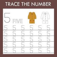 Number training write and count numbers. Exercises handwriting practice vector