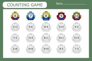 Counting Game for Preschool Children.  Count how many with backpacks vector