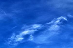 Stunning cirrus cloud formation panorama in a deep blue sky photo