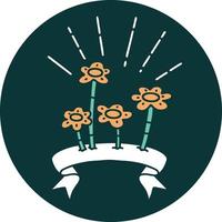 icon of a tattoo style flowers growing vector